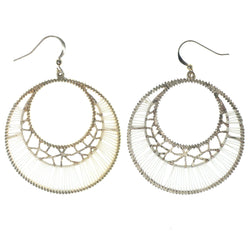 Gold-Tone & White Colored Metal Dangle-Earrings #1345
