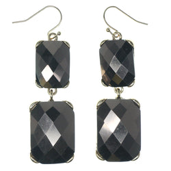 Brown & Silver-Tone Colored Metal Dangle-Earrings With Crystal Accents #1349