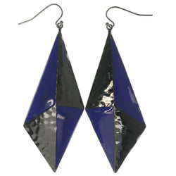 Blue & Black Colored Metal Dangle-Earrings #1360