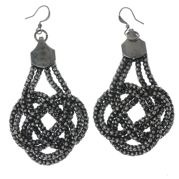 Silver-Tone Metal Dangle-Earrings #1372