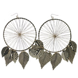 Feather Dream Catcher Dangle-Earrings Gold-Tone Color  #1380