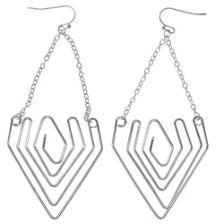 Silver-Tone Metal Dangle-Earrings #1389