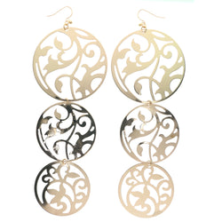 Gold-Tone Metal Dangle-Earrings #1405