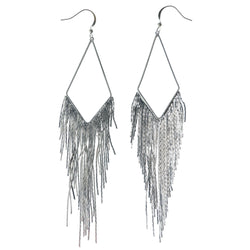 Silver-Tone Metal Dangle-Earrings #1408