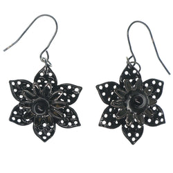 Flower Dangle-Earrings Black Color  #1413