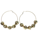 Sequin Hoop-Earrings With Bead Accents  Gold-Tone Color #1420