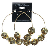 Sequin Hoop-Earrings With Bead Accents  Gold-Tone Color #1420