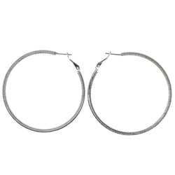 Silver-Tone Metal Hoop-Earrings #1433