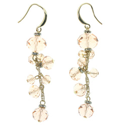 Peach & Gold-Tone Colored Metal Dangle-Earrings With Faceted Accents #1442