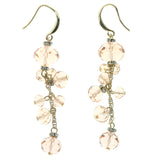 Peach & Gold-Tone Colored Metal Dangle-Earrings With Faceted Accents #1442