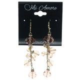 Peach & Gold-Tone Colored Metal Dangle-Earrings With Faceted Accents #1442