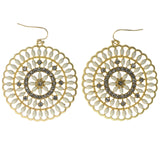 White & Gold-Tone Colored Metal Dangle-Earrings With Crystal Accents #1474