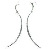 Silver-Tone Metal Dangle-Earrings With Crystal Accents #1475