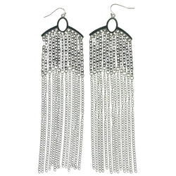 Silver-Tone Metal Dangle-Earrings #1483