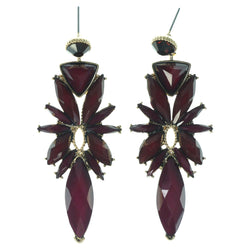 Purple & Gold-Tone Colored Metal Dangle-Earrings With Faceted Accents #1486