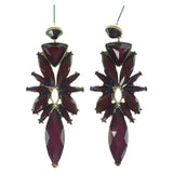 Purple & Gold-Tone Colored Metal Dangle-Earrings With Faceted Accents #1486