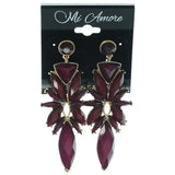 Purple & Gold-Tone Colored Metal Dangle-Earrings With Faceted Accents #1486