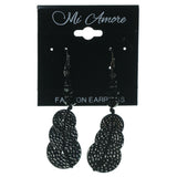 Silver-Tone & Black Colored Metal Dangle-Earrings With Bead Accents #1499