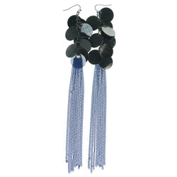 Blue & Silver-Tone Colored Metal Dangle-Earrings #1505