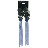 Blue & Silver-Tone Colored Metal Dangle-Earrings #1505