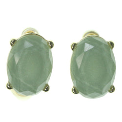Green & Gold-Tone Colored Metal Stud-Earrings With Faceted Accents #1519