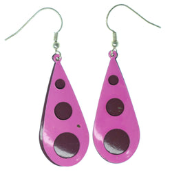 Pink & Silver-Tone Colored Metal Dangle-Earrings #1523