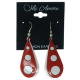 Red & White Colored Metal Dangle-Earrings #1526
