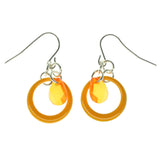 Orange Metal Dangle-Earrings With Faceted Accents #1533