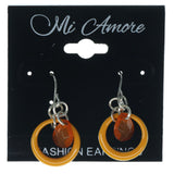 Orange Metal Dangle-Earrings With Faceted Accents #1533