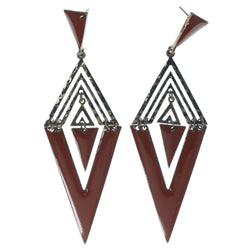 Bronze-Tone & Brown Colored Metal Dangle-Earrings #1540
