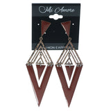 Bronze-Tone & Brown Colored Metal Dangle-Earrings #1540