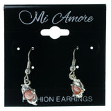 Dolphins Dangle-Earrings With Bead Accents Silver-Tone & Pink Colored #1543