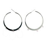 Silver-Tone & Purple Colored Metal Hoop-Earrings #1545