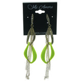 Gold-Tone & Green Colored Metal Dangle-Earrings #1549