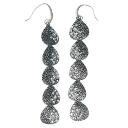 Silver-Tone & Multi Colored Metal Dangle-Earrings With Crystal Accents #1563