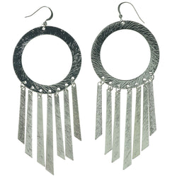 Silver-Tone Metal Dangle-Earrings #1567