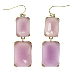 Pink & Gold-Tone Colored Metal Dangle-Earrings With Faceted Accents #1576