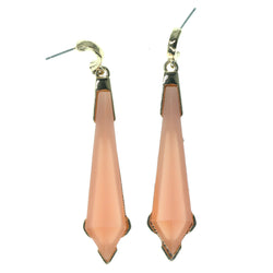 Peach & Gold-Tone Colored Metal Dangle-Earrings With Crystal Accents #1585