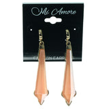 Peach & Gold-Tone Colored Metal Dangle-Earrings With Crystal Accents #1585