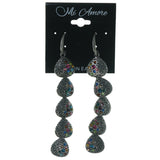 Silver-Tone & Multi Colored Metal Dangle-Earrings With Crystal Accents #1594