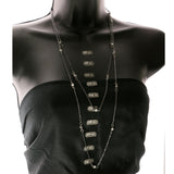 Matching Earrings Layered-Necklace-Set With Crystal Accents  Black Color #2489