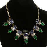 Adjustable Length Statement-Necklace With Crystal Accents Colorful & Gold-Tone Colored #2511