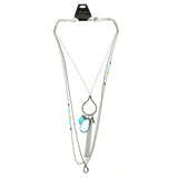 Tooth Adjustable Length Layered-Necklace With Crystal Accents Colorful & Silver-Tone Colored #2518