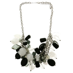 Adjustable Length Layered-Necklace With Stone Accents Colorful & Silver-Tone Colored #2526