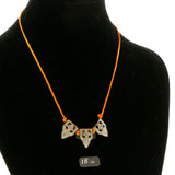 Adjustable Length Matching Earrings Collar-Necklace Jewelry Set With Crystal Accents Orange & Gold-Tone Colored #2679