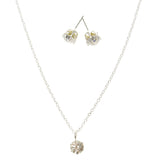 Adjustable Length Pendant-Necklace Jewelry Set With Crystal Accents Silver-Tone Color #2684