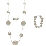 Adjustable Length Statement-Necklace Jewelry Set Silver-Tone Color  #2694