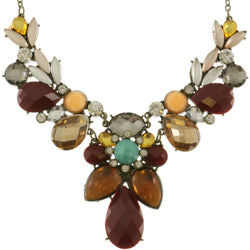 Adjustable Length Statement-Necklace With Faceted Accents Colorful & Gold-Tone Colored #2468 - Mi Amore