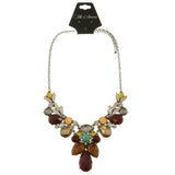 Adjustable Length Statement-Necklace With Faceted Accents Colorful & Gold-Tone Colored #2468 - Mi Amore