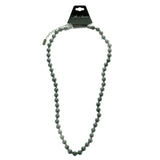 Adjustable Length Beaded-Necklace Black & Silver-Tone Colored #2469